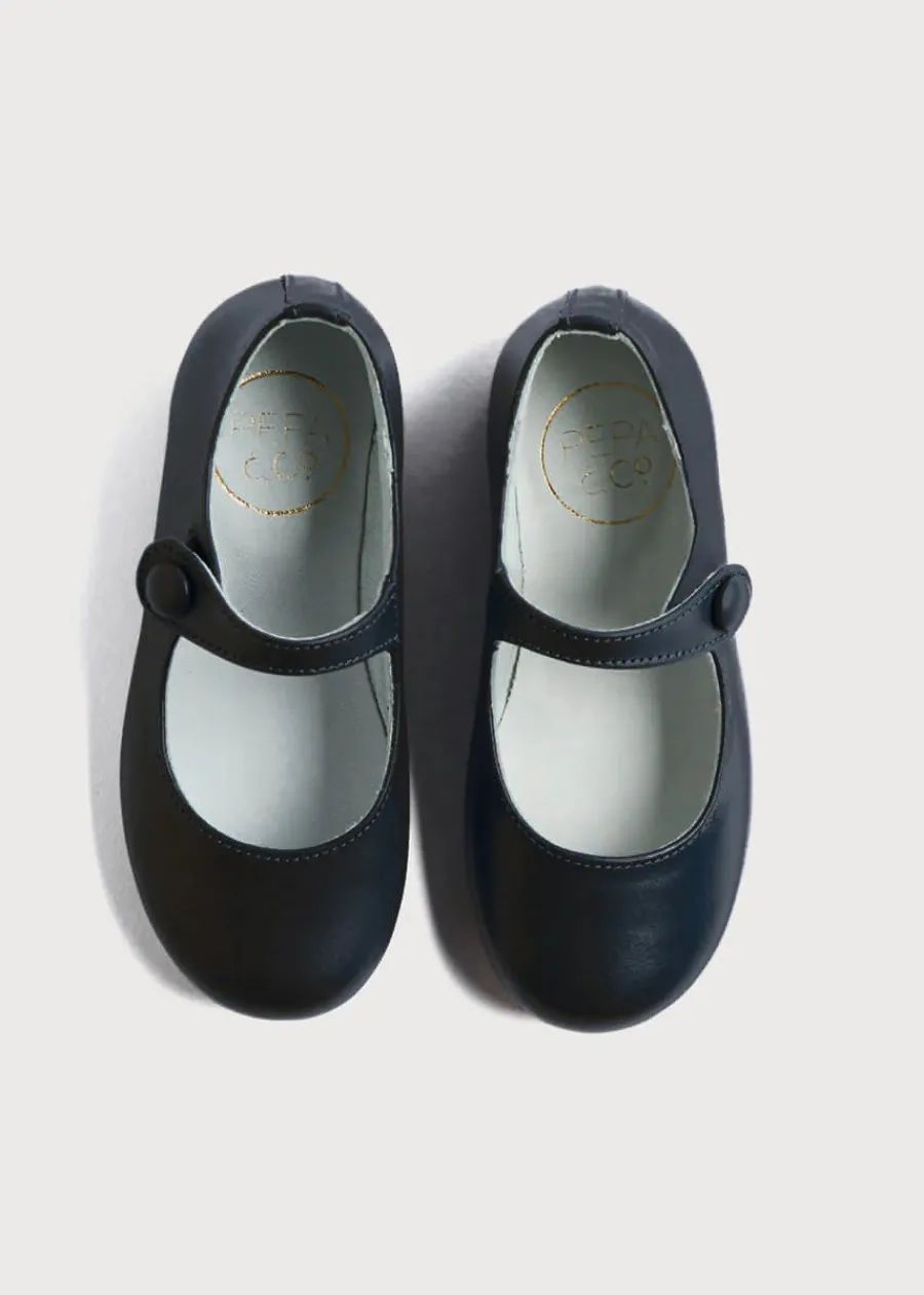 Pepa London Leather Mary Jane Shoes in Navy (24-35EU)