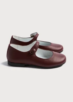 Pepa London Leather Mary Jane Shoes in Burgundy (24-34EU)