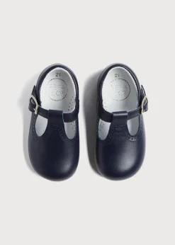 BOY Pepa London Leather T Bar Baby Shoes in Navy (20-26EU)