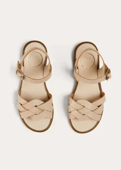 Pepa London Leather Woven Detail Sandals in Beige (24-35EU)