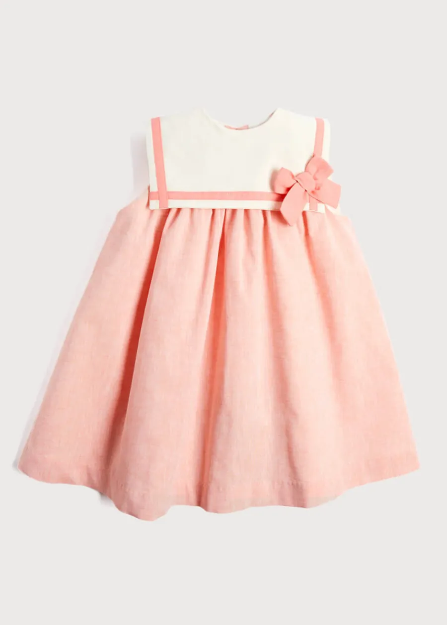 Pepa London Linen Blend Trapeze Dress in Peach Orange (12mths-10yrs)