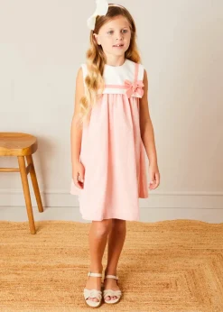 Pepa London Linen Blend Trapeze Dress in Peach Orange (12mths-10yrs)