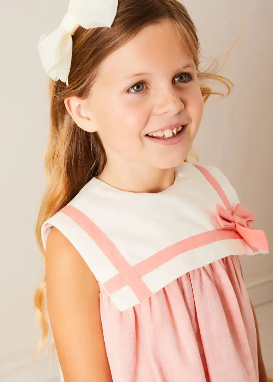 Pepa London Linen Blend Trapeze Dress in Peach Orange (12mths-10yrs)