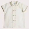BOY Pepa London Linen Boys Celebration Shirt White with Beige Piping (4-10yrs)