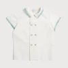 BOY Pepa London Linen Boys Celebration Shirt White with Teal Piping (3-10yrs)