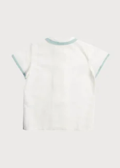 BOY Pepa London Linen Boys Celebration Shirt White with Teal Piping (3-10yrs)