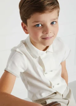 BOY Pepa London Linen Boys Celebration Shirt White with Beige Piping (4-10yrs)