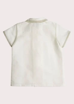 BOY Pepa London Linen Boys Celebration Shirt White with Beige Piping (4-10yrs)