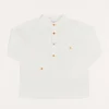 BOY Pepa London Linen Mao Collar Long Sleeve Shirt in White (12mths-10yrs)