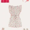 Pepa London Louisa Floral Ruffle Detail Playsuit in Pink (4-12yrs) | Leather Mary Jane Shoes in Pink (24-34EU) | Openwork short socks - Dusty Pink (0mths-10yrs) | Raspberry Linen Hairband