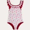 Pepa London Louisa Floral Ruffle Trim Swimsuit in Pink (2-10yrs)