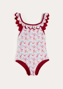 Pepa London Louisa Floral Ruffle Trim Swimsuit in Pink (2-10yrs)