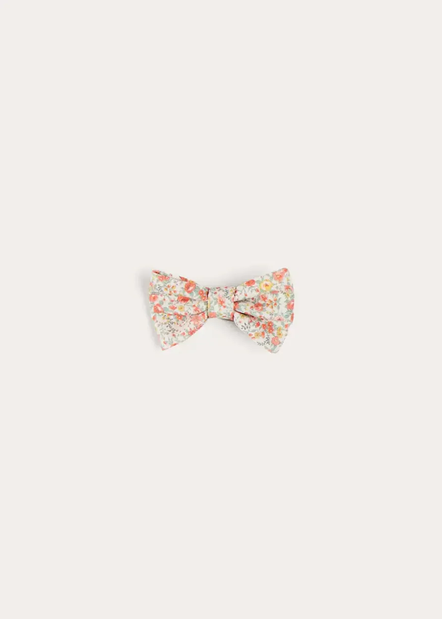 BOY Pepa London Mabel Floral Small Bow Hair Clip in Coral