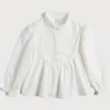 Pepa London Mao Collar Romantic Blouse in White (18mths-10yrs)