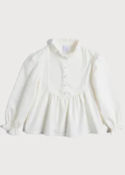 Pepa London Mao Collar Romantic Blouse in White (18mths-10yrs)