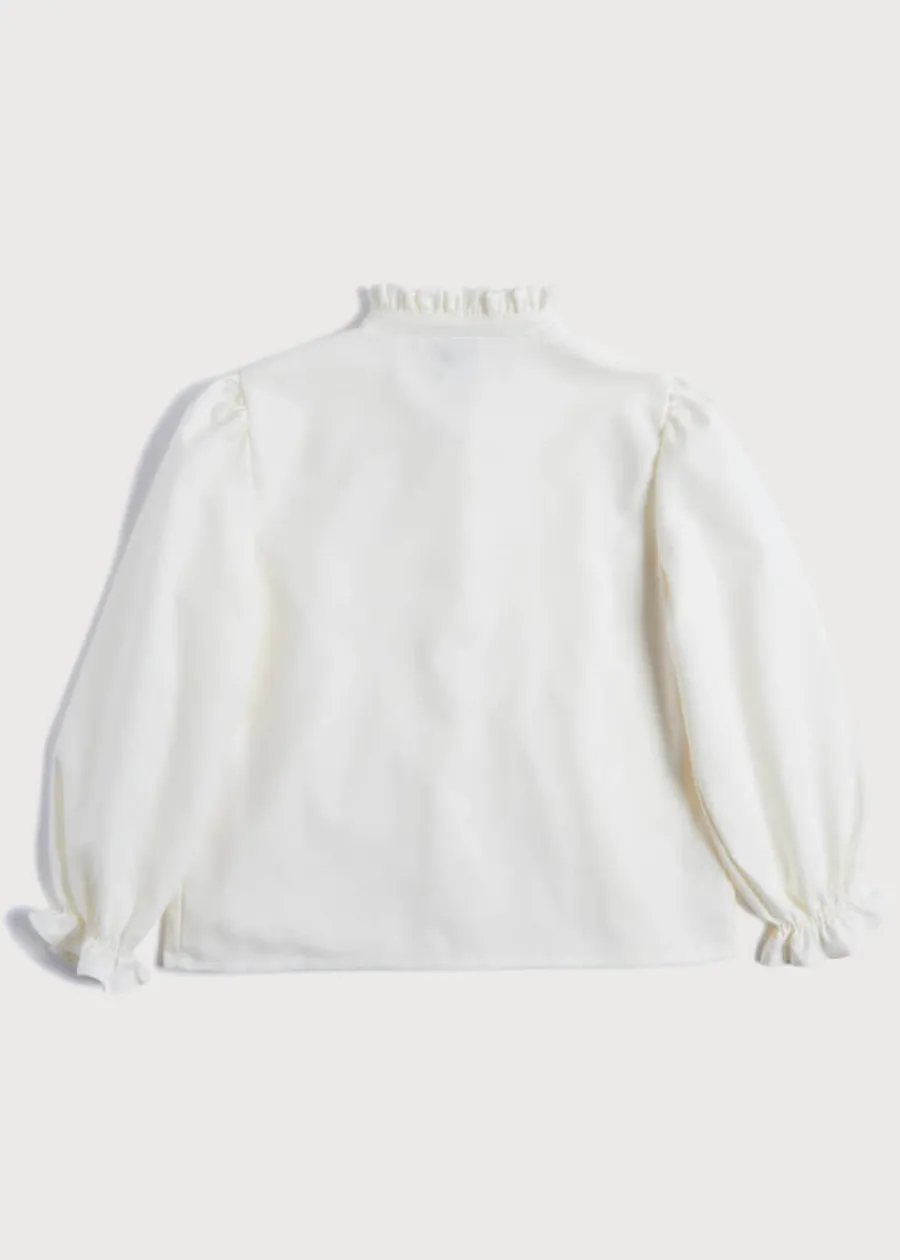 Pepa London Mao Collar Romantic Blouse in White (18mths-10yrs)