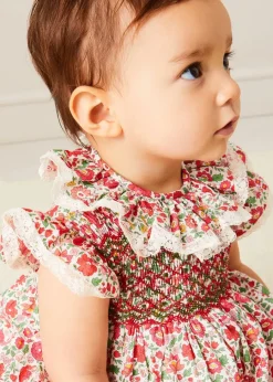 Pepa London Margot Floral Romper in Red Made with Liberty Fabric (6m-2yrs)