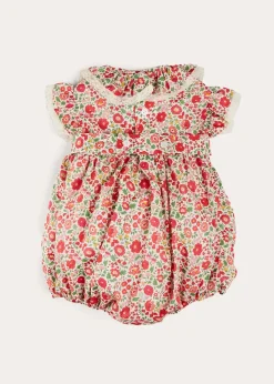 Pepa London Margot Floral Romper in Red Made with Liberty Fabric (6m-2yrs)