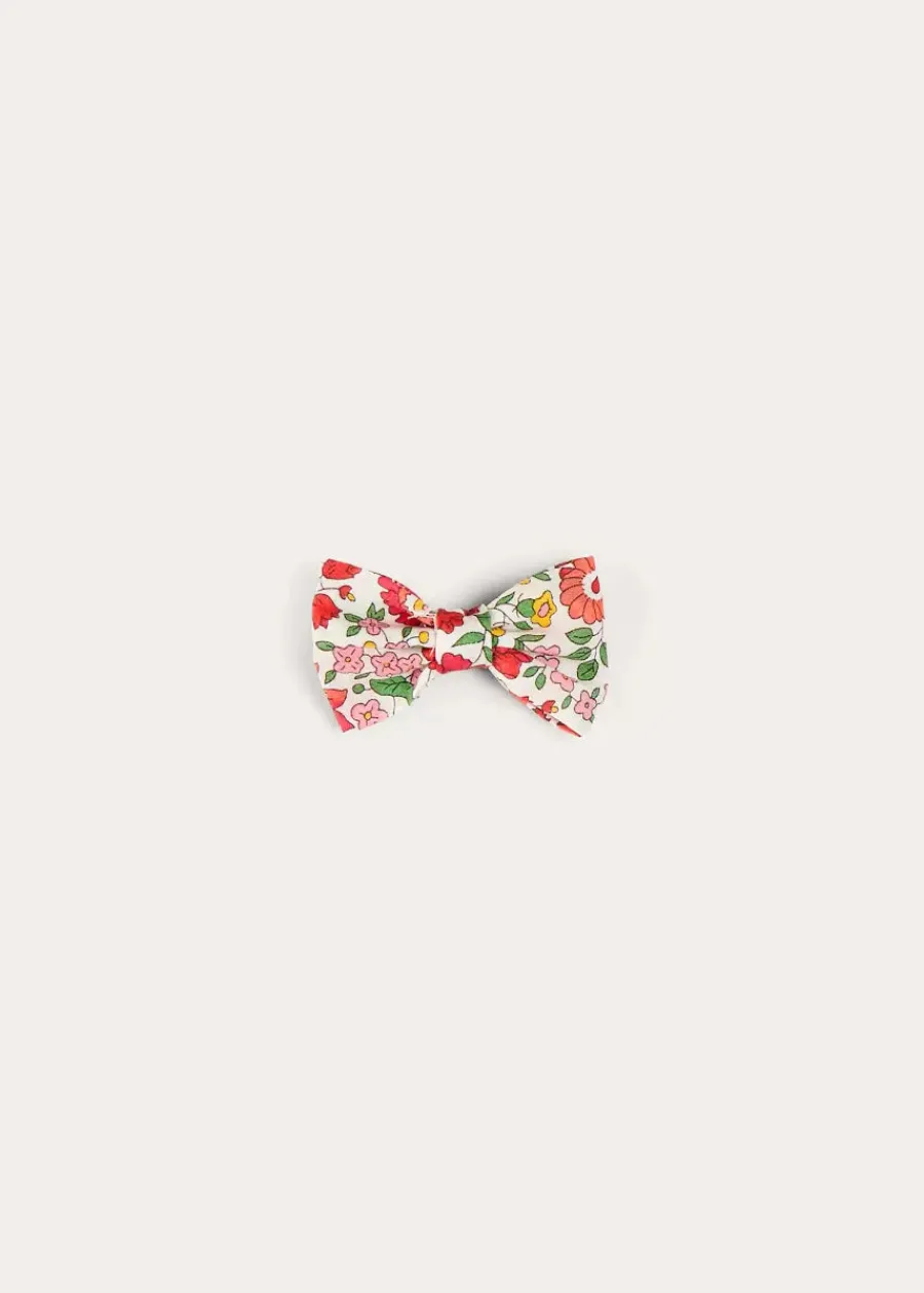 BOY Pepa London Margot Floral Small Bow Clip in Red Made with Liberty Fabric