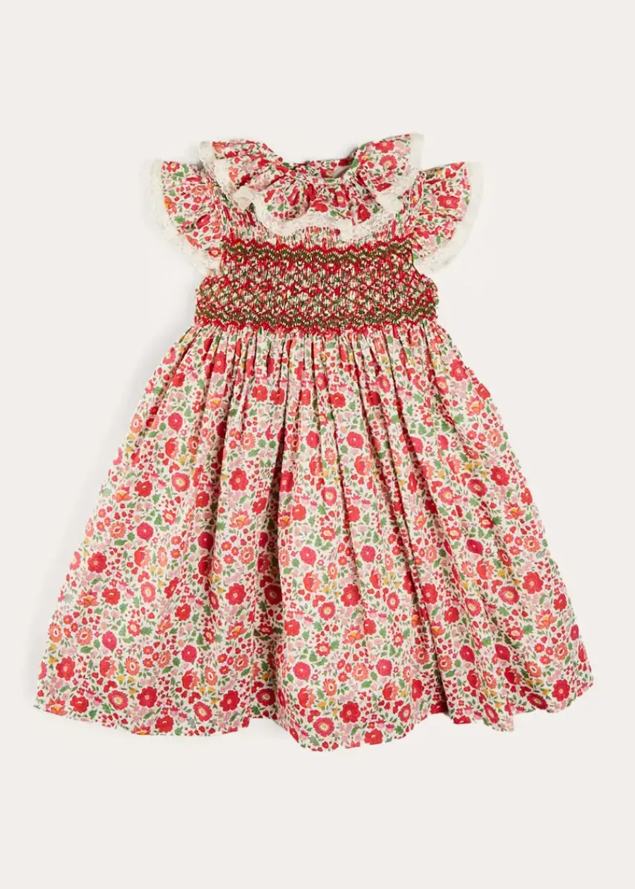 Pepa London Margot Hand-Smocked Dress in Red Made with Liberty Fabric (12m-6yrs)