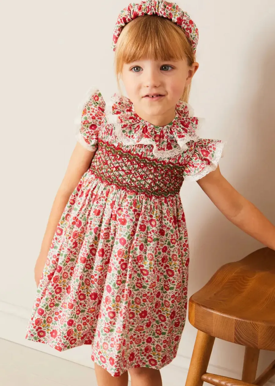 Pepa London Margot Hand-Smocked Dress in Red Made with Liberty Fabric (12m-6yrs)