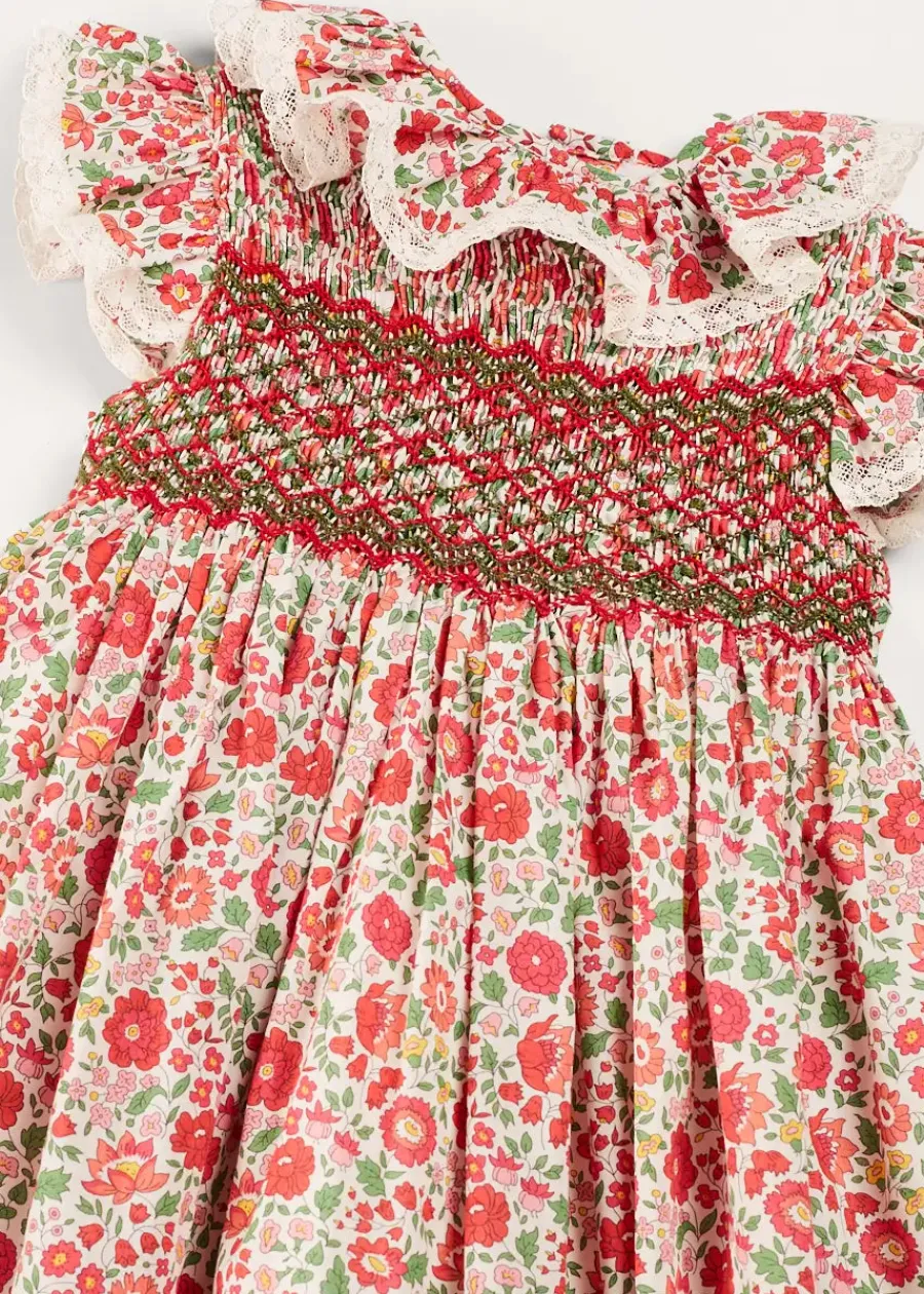 Pepa London Margot Hand-Smocked Dress in Red Made with Liberty Fabric (12m-6yrs)