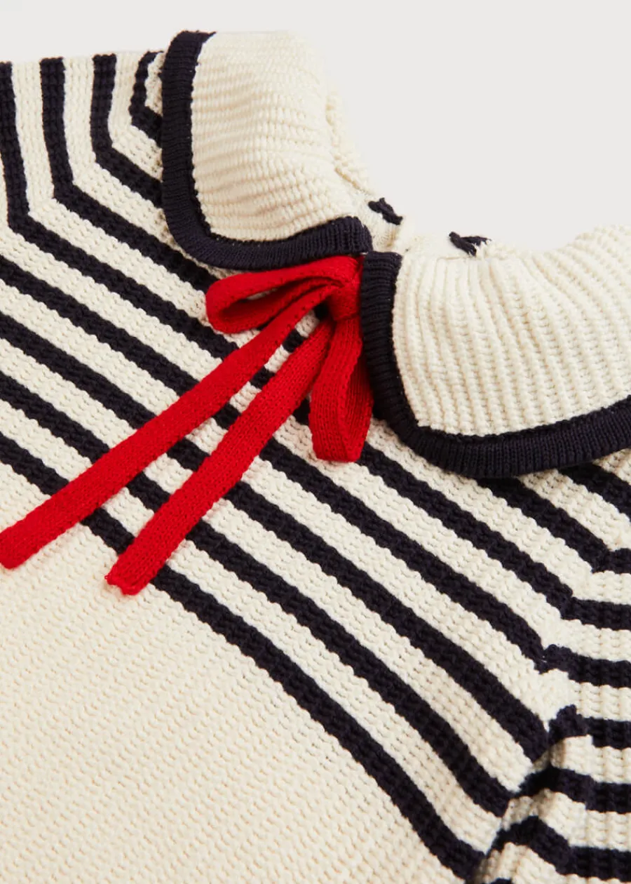 Pepa London Mariner Collar Bold Stripe Jumper in White (2-10yrs)