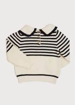 Pepa London Mariner Collar Bold Stripe Jumper in White (2-10yrs)