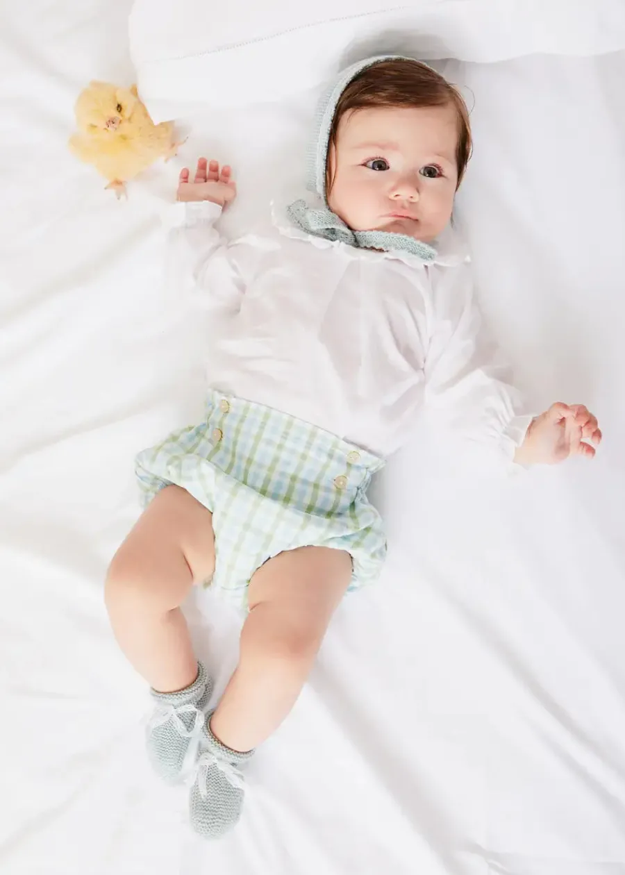 BOY Pepa London Maxwell Gingham Button Detail Bloomers in Green (1-18mths)