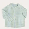 BOY Pepa London Maxwell Gingham Mao Collar Long Sleeve Shirt in Green (3-10yrs)