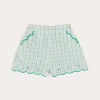 Pepa London Maxwell Gingham Scallop Trim Embroidered Shorts in Green (18mths-10yrs)