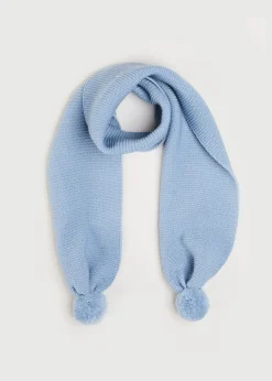 BOY Pepa London Merino Wool Pom Pom Scarf In Blue