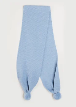 BOY Pepa London Merino Wool Pom Pom Scarf In Blue