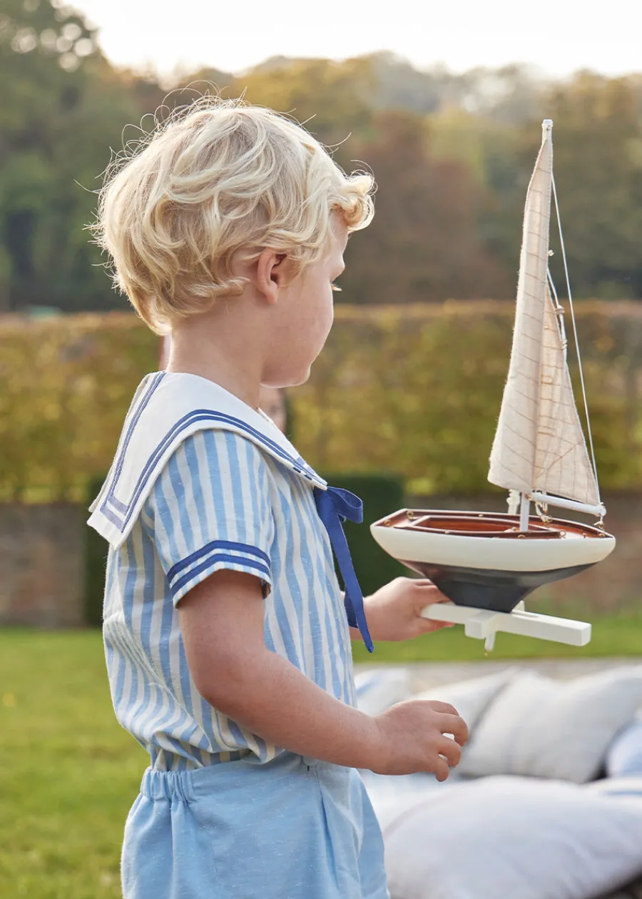 BOY Pepa London Multi Coloured Wooden Sailing Boat (Set Of 4)