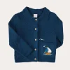 BOY Pepa London Nautical Boat Embroidery Polo Collar Cardigan in Blue (12mths-6yrs)
