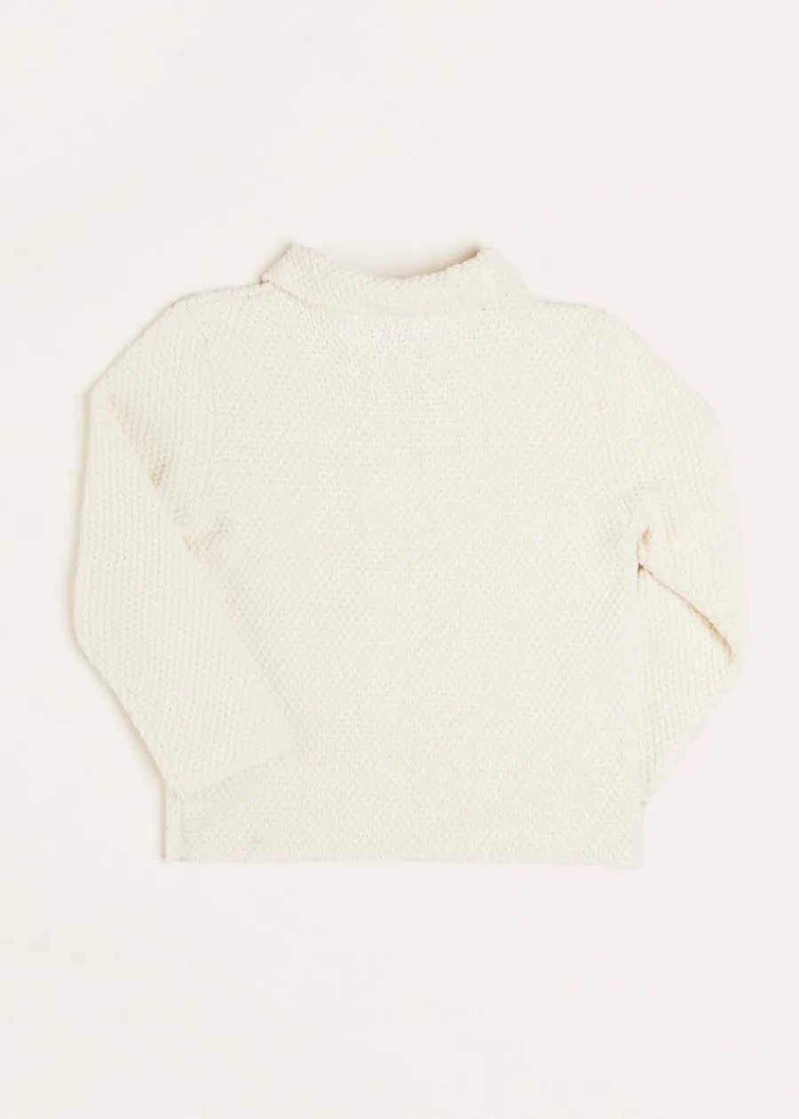 BOY Pepa London Nautical Boat Embroidery Polo Collar Cardigan in Cream (12mths-6yrs)