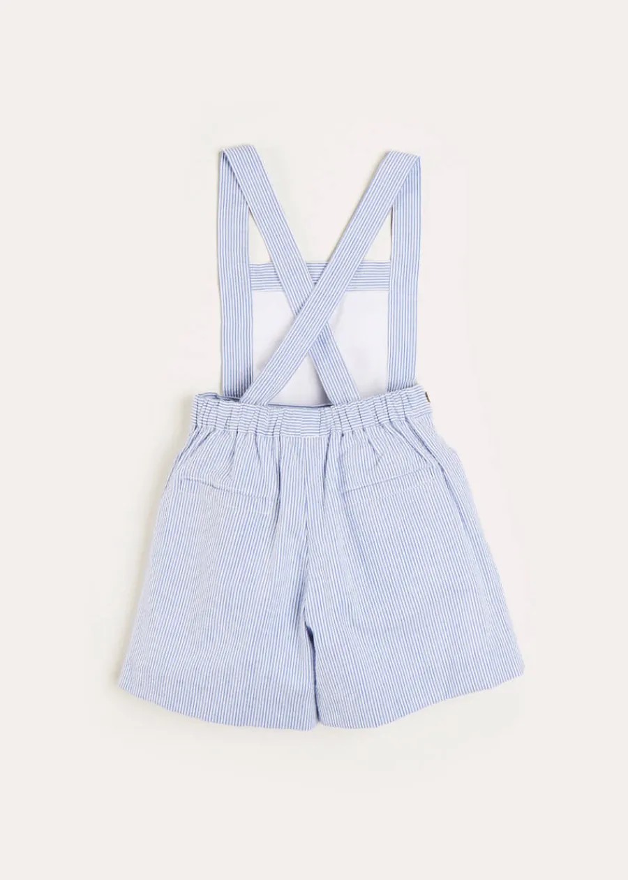 BOY Pepa London Nautical Striped Boat Embroidery Short Dungarees in Blue (18mths-4yrs)