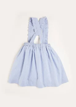 Pepa London Nautical Striped Boat Embroidered Skirt with Braces in Blue (18mths-4yrs)