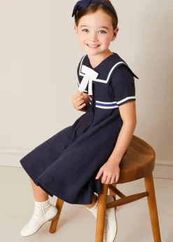 Pepa London Navy Linen Big Bow Hairband
