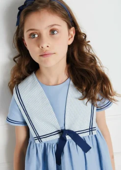 Pepa London Navy Linen Big Bow Hairband