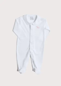 Pepa London Newborn All-In-One With Rocking Horse Embroidery In Pink (1-6mths)