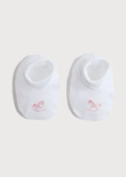 BOY Pepa London Newborn Booties With Rocking Horse Embroidery Pink (1-3mths)