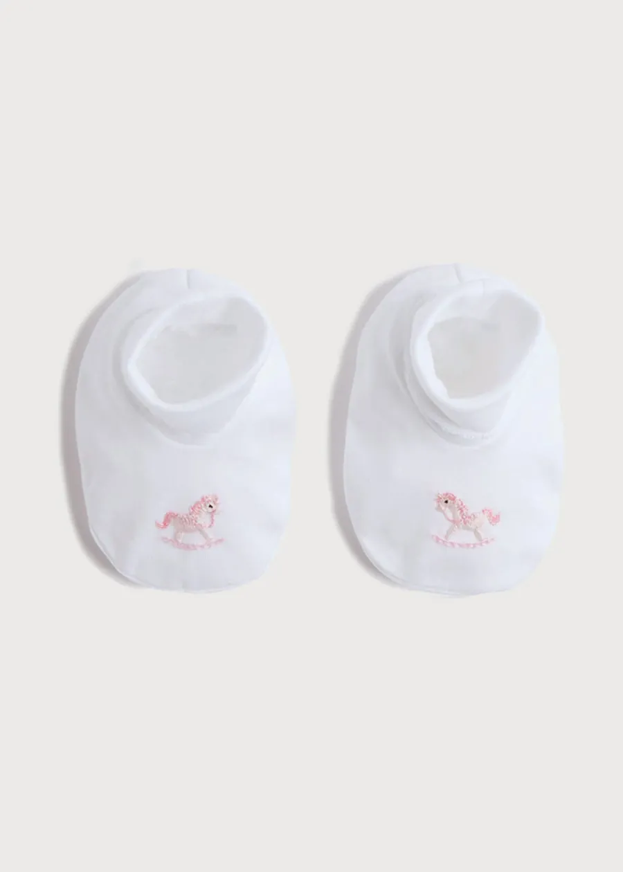 BOY Pepa London Newborn Booties With Rocking Horse Embroidery Pink (1-3mths)