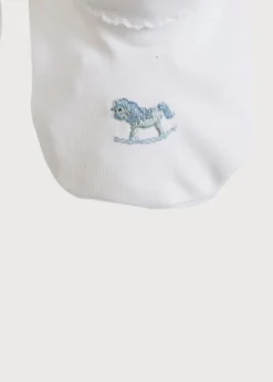 BOY Pepa London Newborn Booties With Rocking Horse Embroidery Blue (1-3mths)