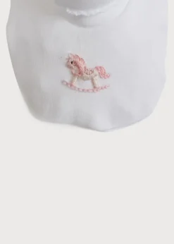BOY Pepa London Newborn Booties With Rocking Horse Embroidery Pink (1-3mths)