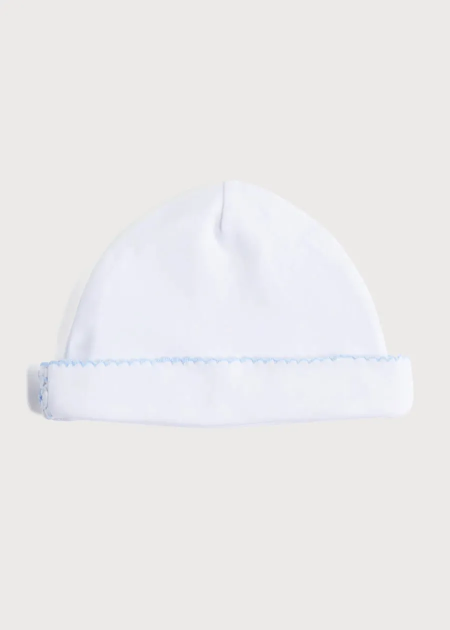 BOY Pepa London Newborn Hat with Blue Hand Smocked Detail (0-3mths)