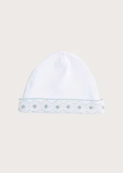 BOY Pepa London Newborn Hat with Green Hand Smocked Detail (0-3mths)