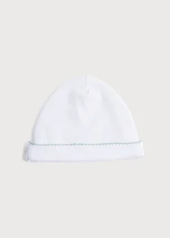 BOY Pepa London Newborn Hat with Green Hand Smocked Detail (0-3mths)