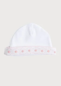 BOY Pepa London Newborn Hat with Pink Hand Smocked Detail (0-3mths)