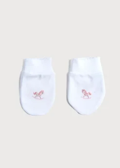 BOY Pepa London Newborn Mittens with Rocking Horse Embroidery Pink (1-3mths)